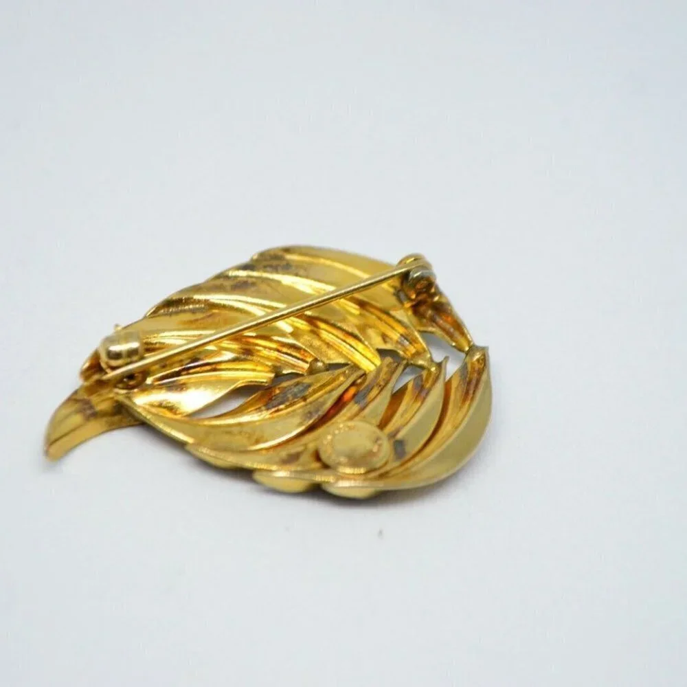 HG Signed 1/20 12KT Gold Filled Leaf Pin Brooch
